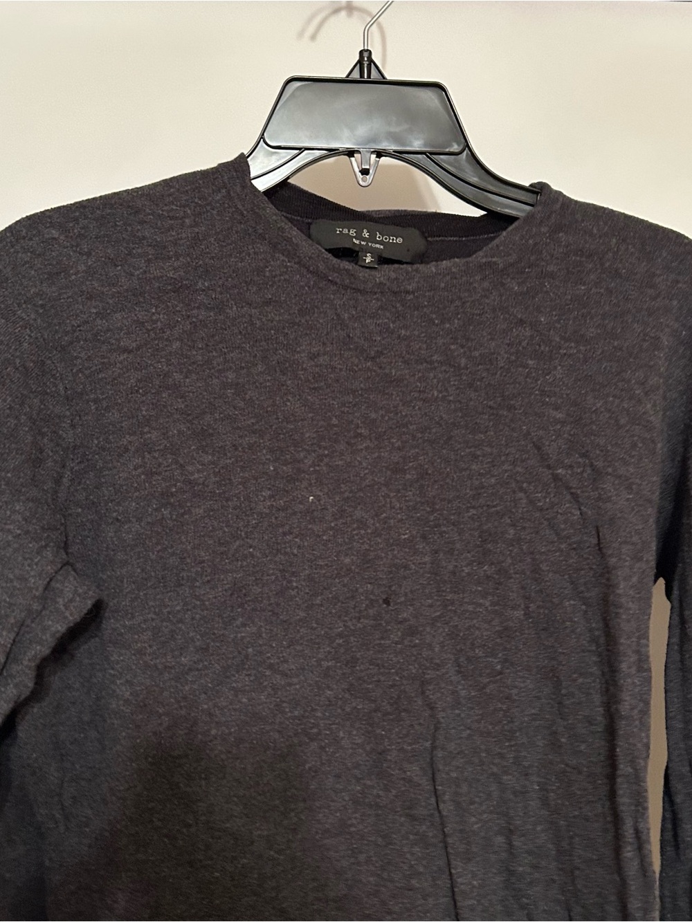 rag & bone Men's Long Sleeve Crewneck in Charcoal Heather